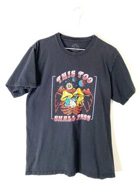 Boss Dog Art Dept “This Too Shall Pass” Graphic Tee Skeleton Mushrooms Black Tee
